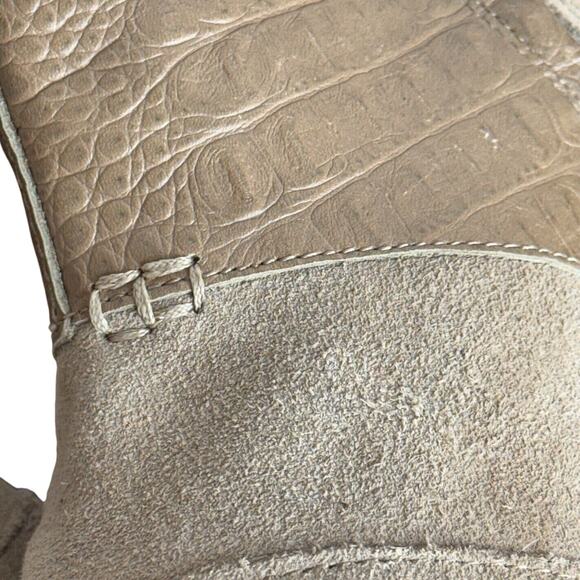 Women's Toms Desert Wedge Taupe Suede Leather Bootie Heels - Picture 8 of 12